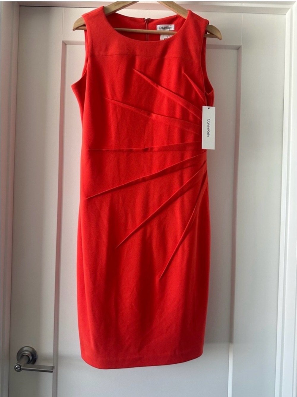 🧡 NWT! Orange CALVIN KLEIN Starburst Sheath Dress - Size 12 - Picture 3 of 8
